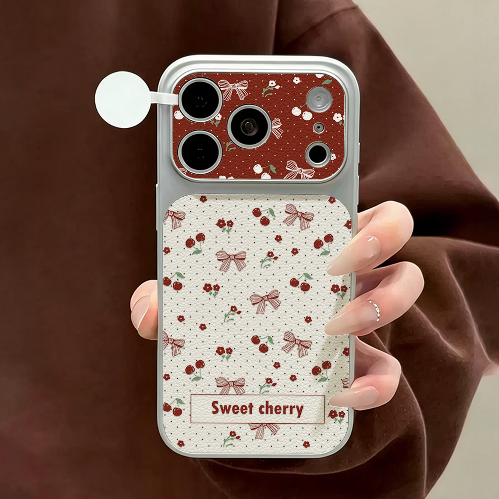 Phone Cases Quality - Sweet Cherry Bow Leather Phone Case